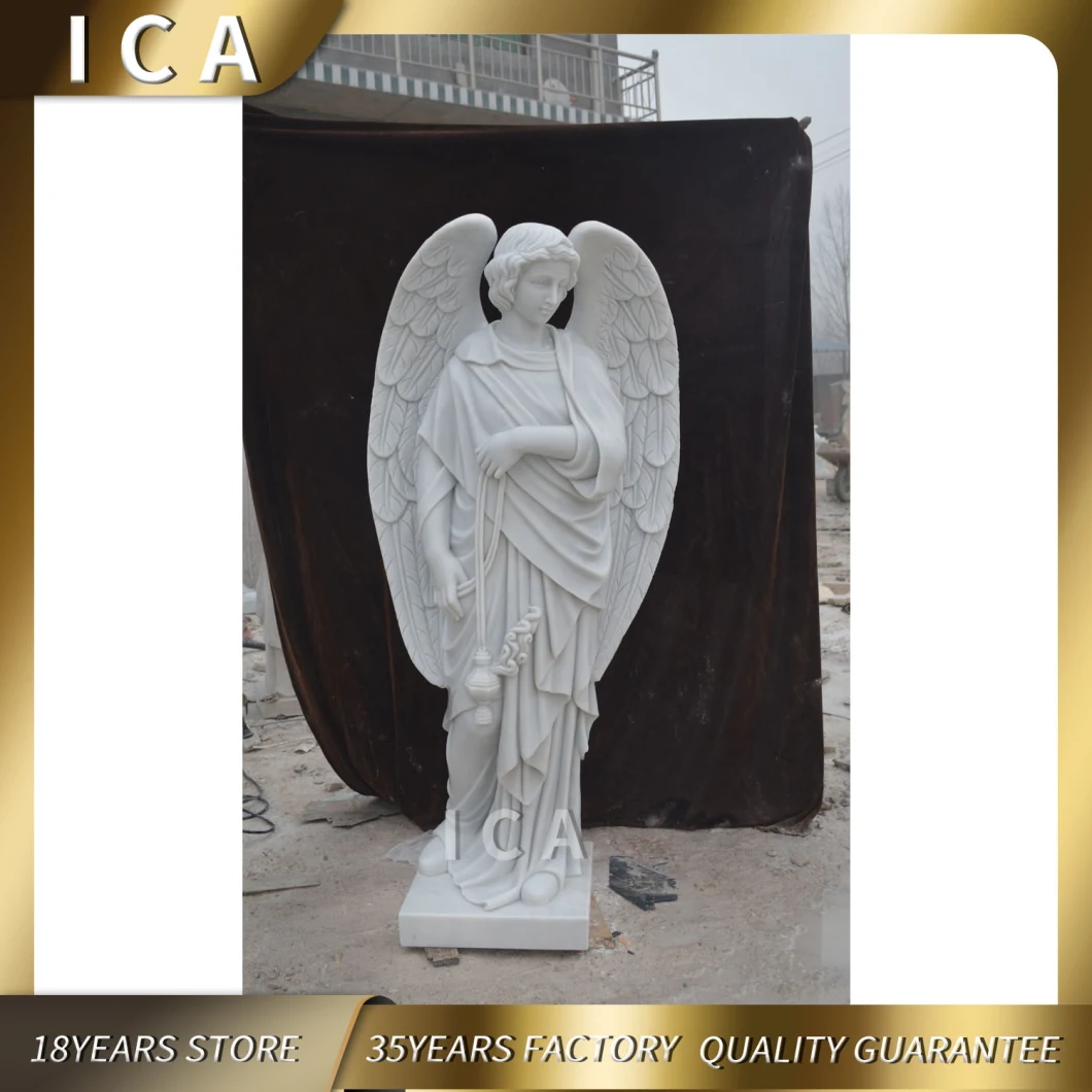 Beautiful White Marble Tombstone Angel Statue Design