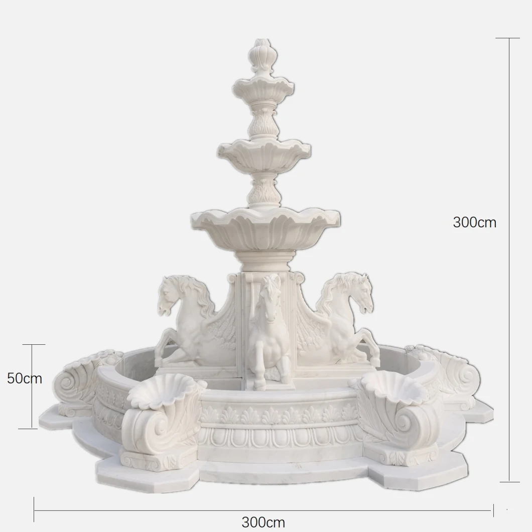 Custom Made White Marble Carving Horses Garden Fountain Marble Sculpture Buddha Carving Sculpture Bronze Statue Home Decoration Water Feature Outdoor Fountain