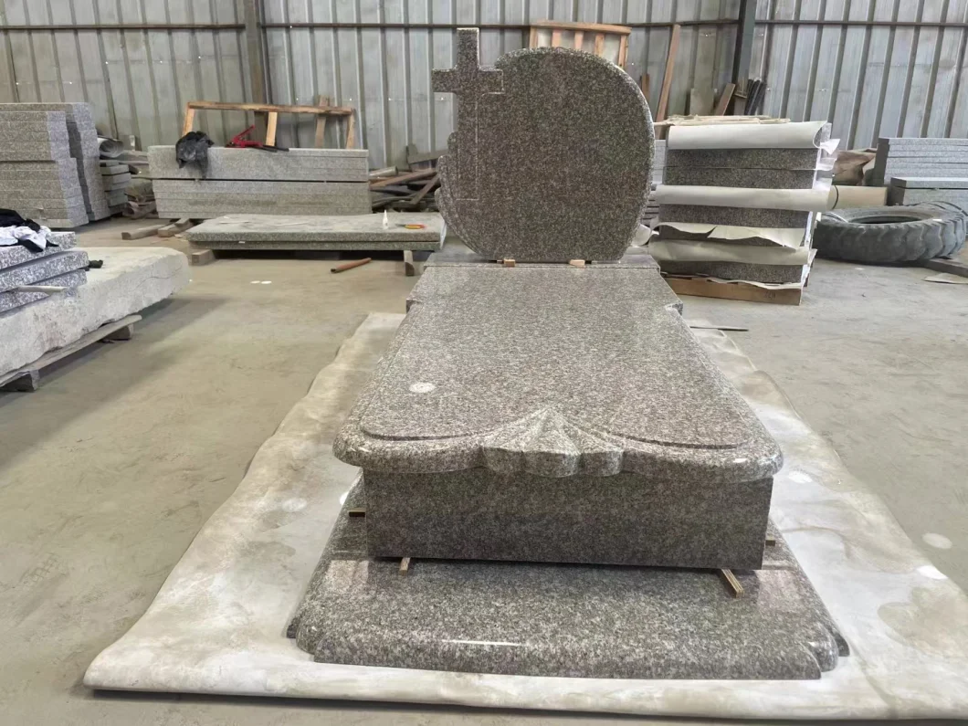 European Customized Black Marble Granite Stone Monument, Granite Grave Cross Tombstone / Headstone for Cemetery