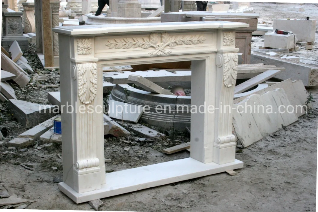 White Carrara Antique Hand Carved Marble Fireplace Mantel Sy-Mf324