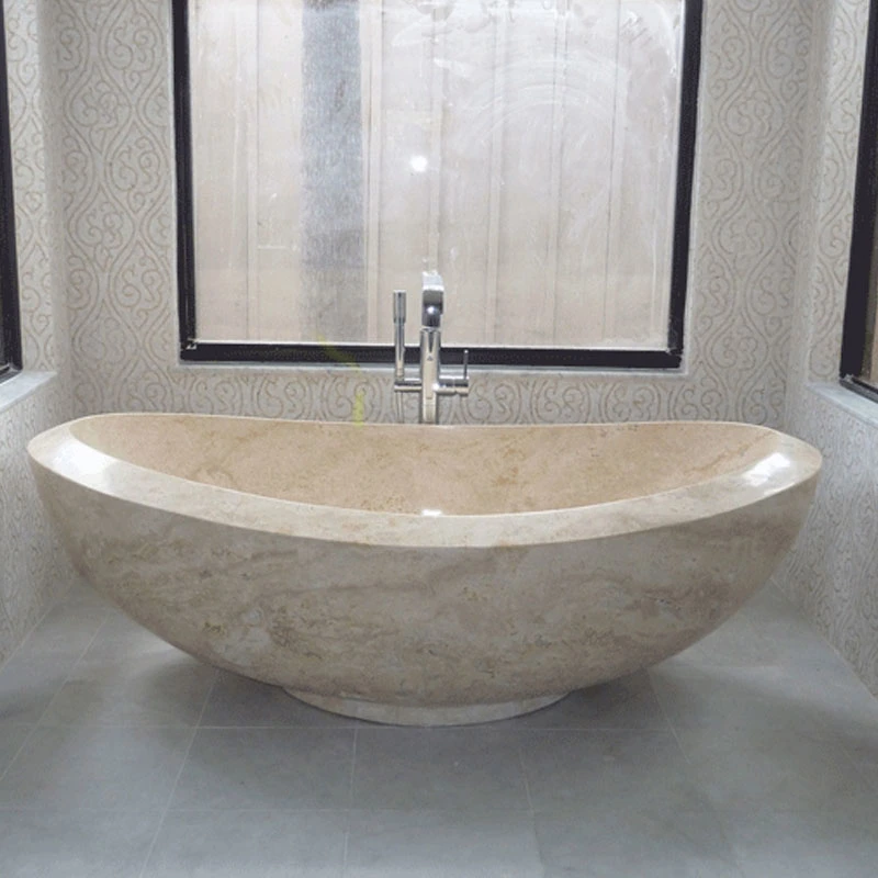 Home Tub Furnitute White Marble Stone Freestanding Bathtub with Low Price