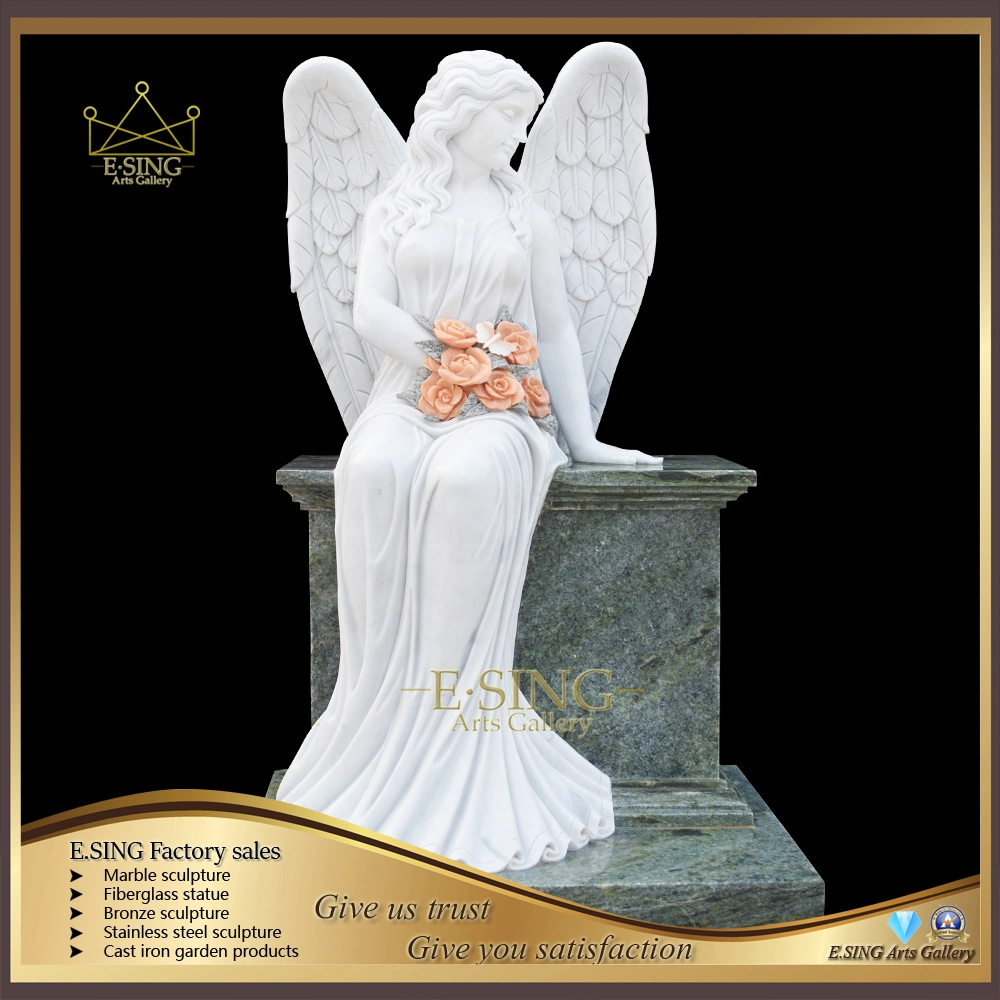 Stone Gravestone Marble Tombstone Monuments with Lady Statue for Sales