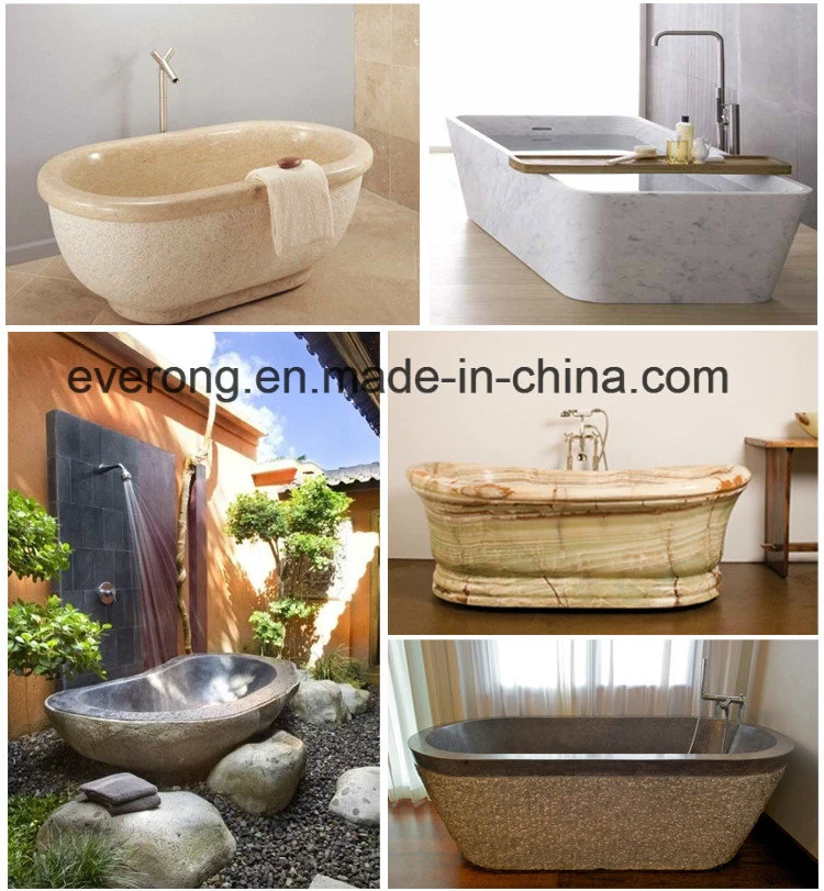 Natural White Black Grey Beige Green Onyx/Granite/Marble Stone Freestanding Bathtub for Bathroom Bath Tub