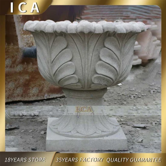Grande vaso da fiori in pietra di marmo con decorazione da giardino