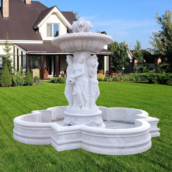 Fontana da muro da giardino con angelo in marmo su misura con intaglio