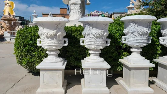 Grossista di vasi da fiori in marmo bianco naturale per decorazioni per la casa