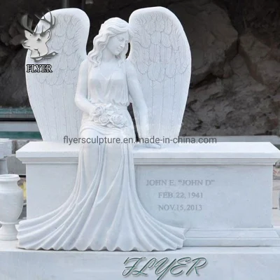 Lapide della statua di angelo del marmo della lapide commemorativa del cimitero all'aperto su ordinazione di prezzo basso