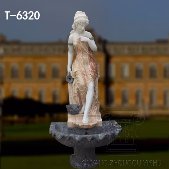 Grossista di decorazioni per esterni con fontana da giardino in marmo bianco naturale di alta qualità, classico intagliato a mano