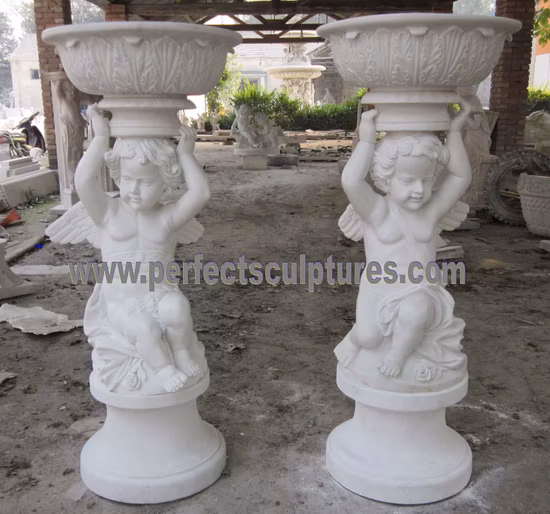 Vaso da fiori in marmo con decorazione da giardino a grandezza naturale